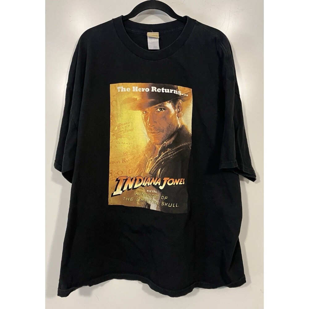 Indiana Jones Crystal Skull Movie Promo Shirt 2008 Black Sz 2XL
